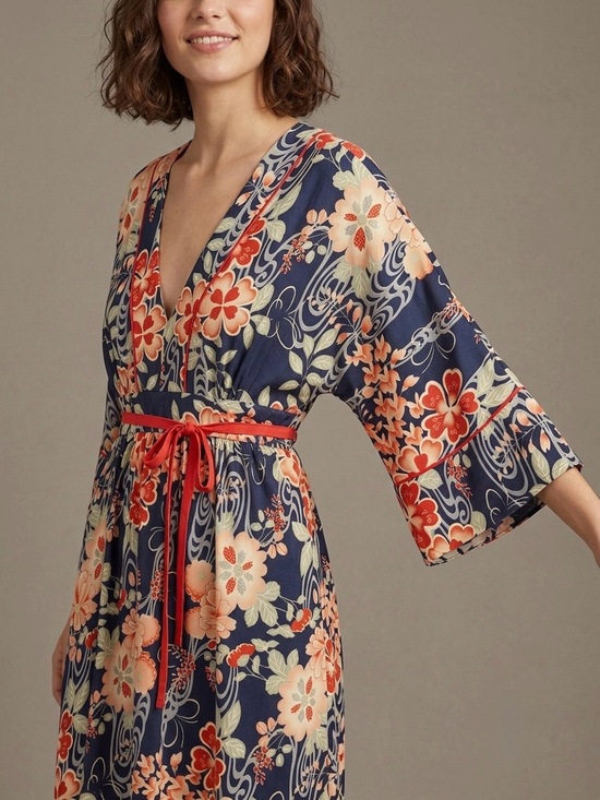 Lucky Brand Dresses & Skirts - Vintage 2000s Y2K Lucky Brand Floral Kimono Sleeve Empire Waist Dress Medium